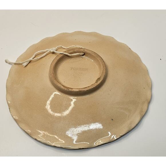 Antique Plate 1893-1923 Embossed "FOREIGN" on Back Old Folkart Dancing Couple - Picture 2 of 11